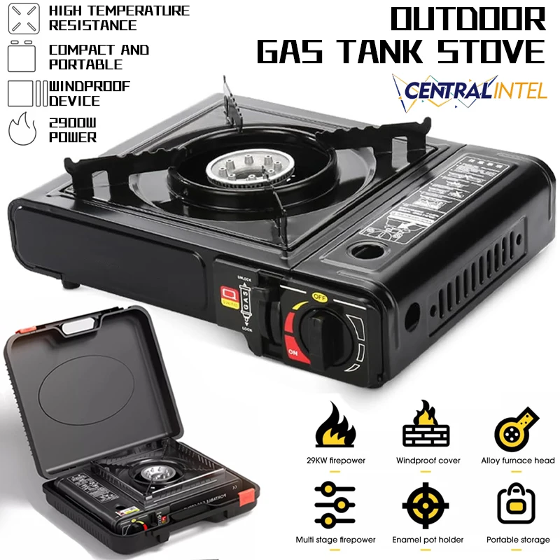 

Portable Dual Fuel Camping Stove, Propane or Butane, with Carry Case, Auto Ignition Ideal for Camping Hiking BBQ and Emergencies