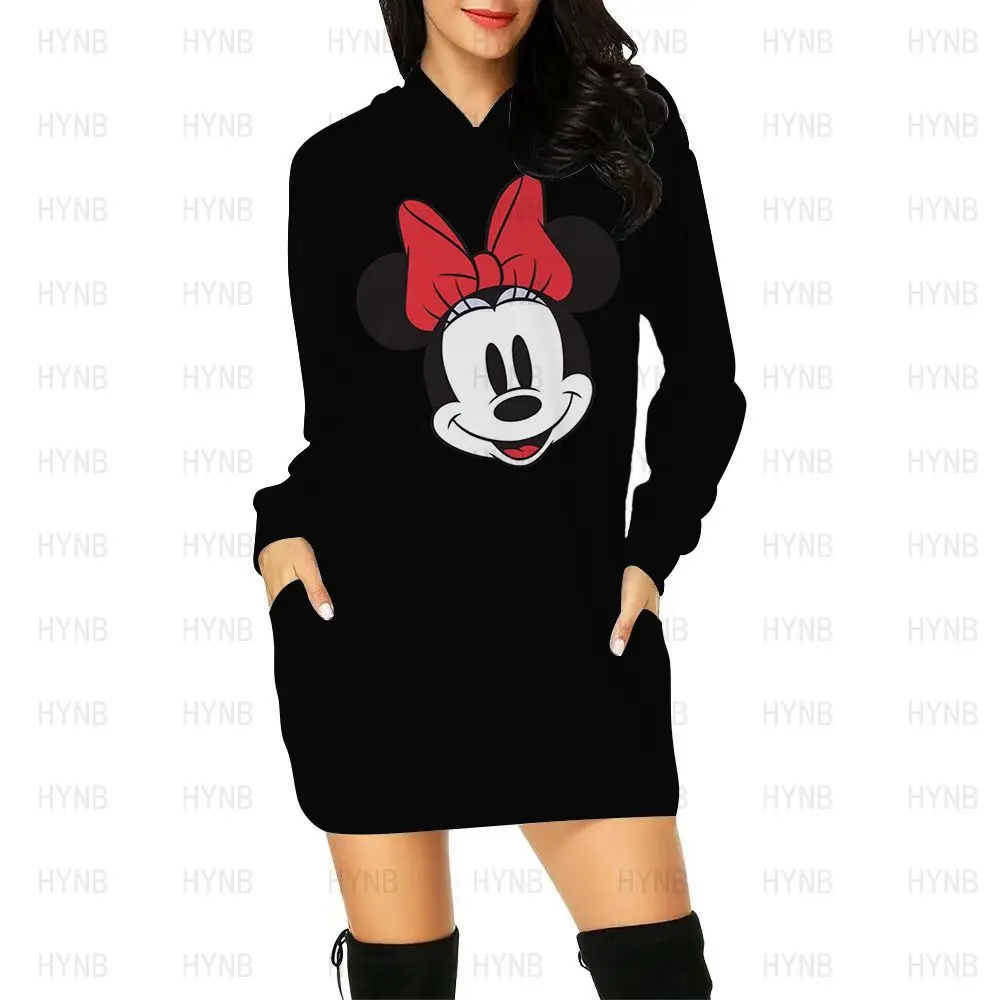 

Korean Fashion Mini Dress Kawaii Long Sleeves Elegant Women's Dresses for Party 2022 Minnie Mouse Chic Woman Evening Hoodie Sexy