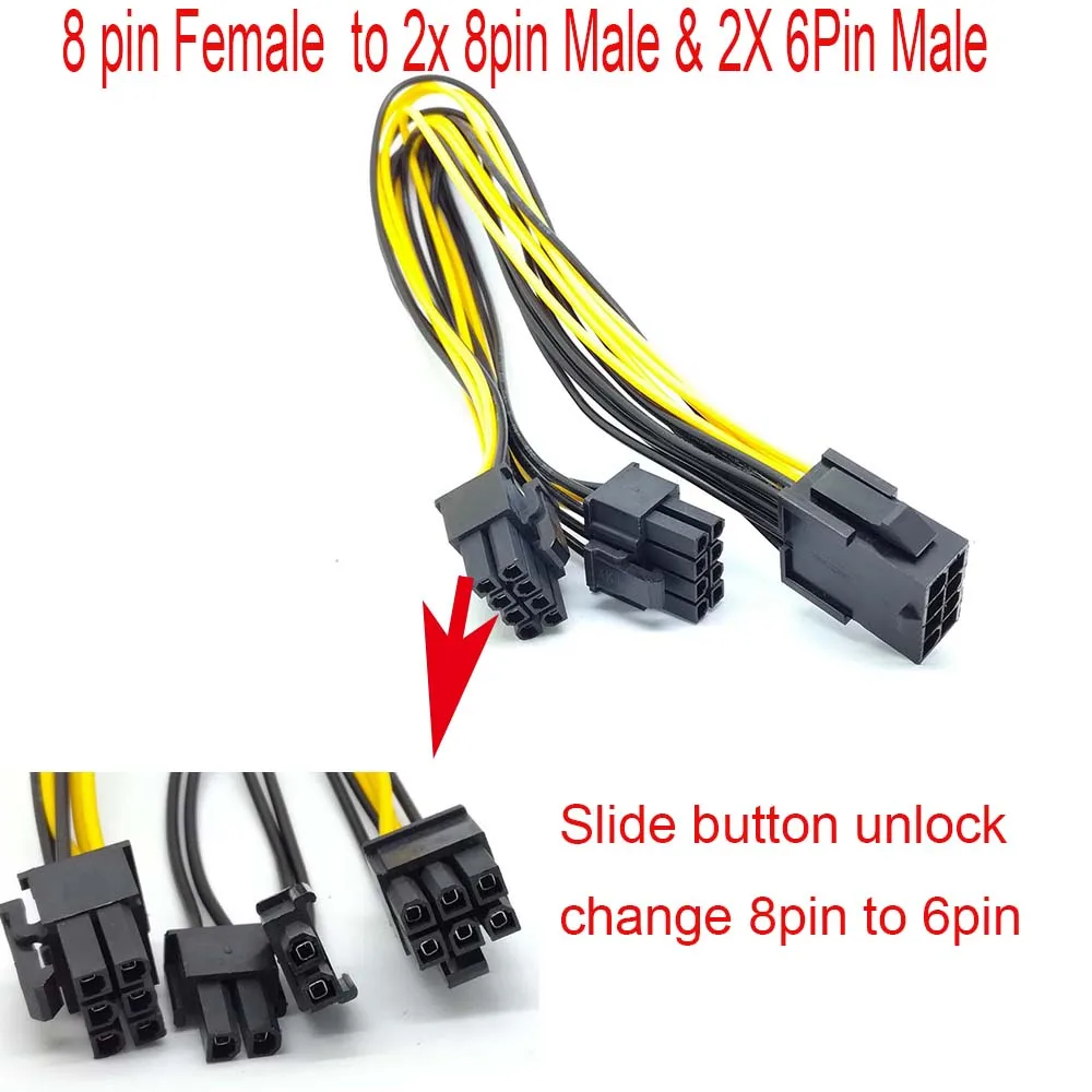 PCI-e 8pin To Dual 8Pin / PCIe 8pin-2x(6+2pin) Graphics Video Card Power Cable G