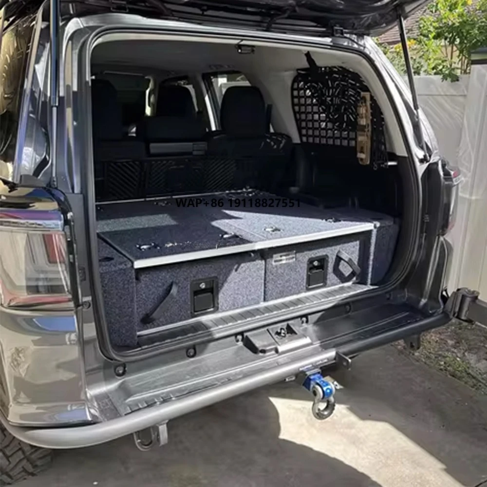 

4WD Off-road SUV Cargo Organizer Double Drawers Left Top Slide Storage System Tooling Boxes Metal 4Runner SR5 Side Wings