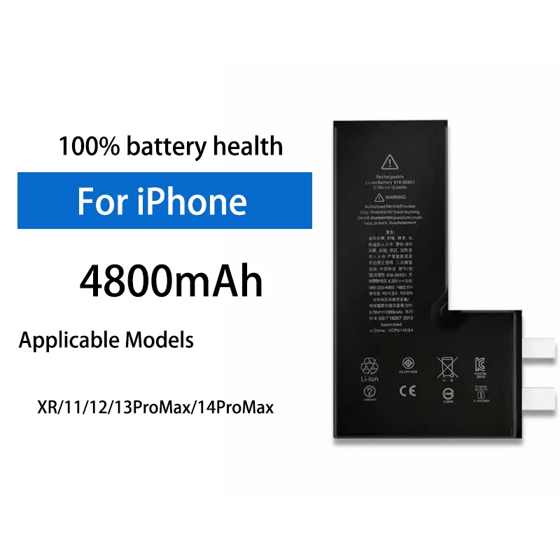 

4800mAh Super High Capacity Battery Cell For Apple iPhone XR 11 12 13 Pro Max 14 Pro Max