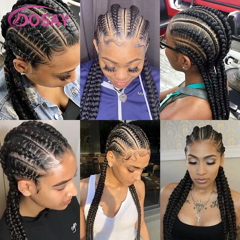 Box Braid Side Part Braided Synthetic Braids Hair Wig Cornrow Braid Wigs Lace Front Wigs Knotless Box Braid Wig For Black Women