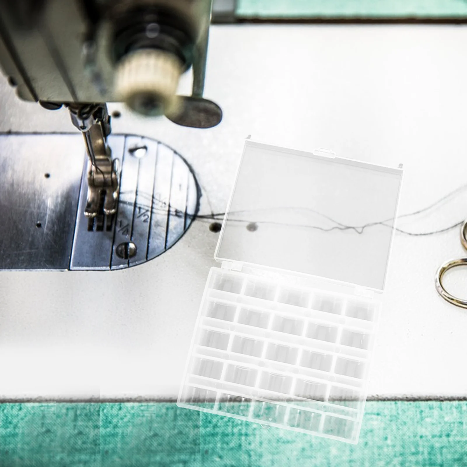 2 قطعة علبة بكرة بلاستيكية شفافة منظم لملحقات ماكينة الخياطة حلول التخزين الحرفية آلة رف بكرة صندوق فارغ