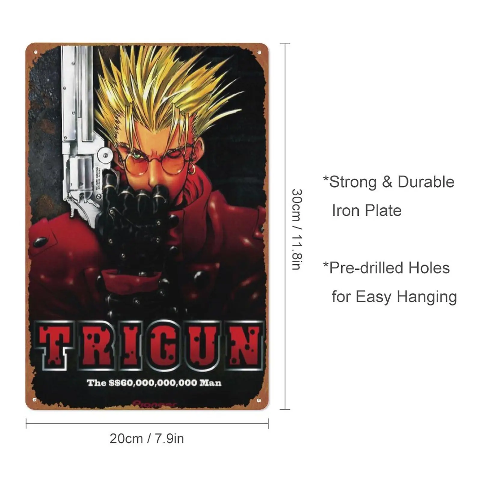 Trigun Posters Retro Metal tin Sign Halloween Tin Sign,Cave,Bar,Club, Home Wall Art Metal Tin Sign 8x12 inches