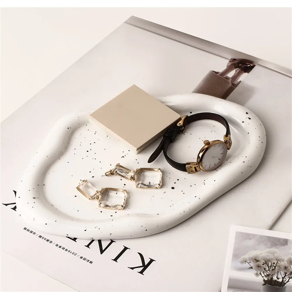 Light Luxury Ceramic Jewelry Storage Disk Jewelry Display Shelf Aroma Candle Tray Photography Props Home Decoration