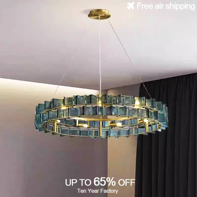 Żyrandol LED ściemnialny, okrągły, szklany, w kształcie motyla, w kolorze bursztynowo-niebieskim, do jadalni, wiszący, dekoracyjny, oświetlenie wewnętrzne, nowoczesny.