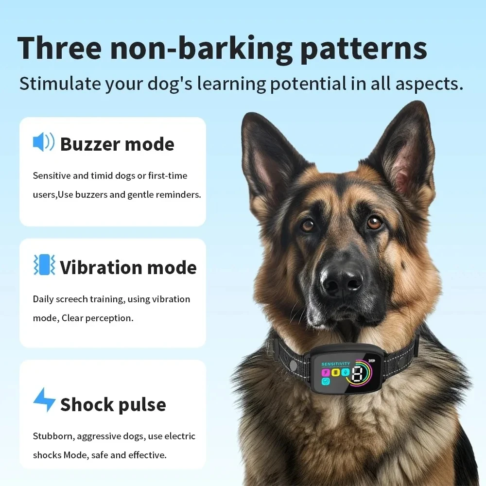 Electric Color screen pet Stop anti-bark device Type-C rechargeable dog training Collar automatic voice control to prevent bark - view 5