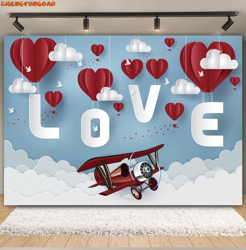 Valentine's Day Backdrop February 14 Valentine Red Love Heart Romantic Dating Couple Portrait Wedding Photography Background