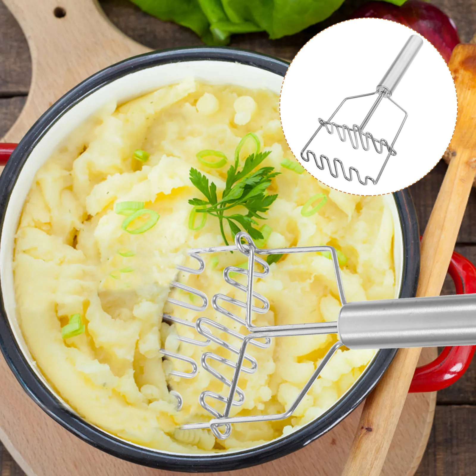 

1Pcs Stainless Steel Potato Presser Heavy Duty Wave Type Masher Tool for Baking Cooking and Mashing Easy Grip Handle Portable