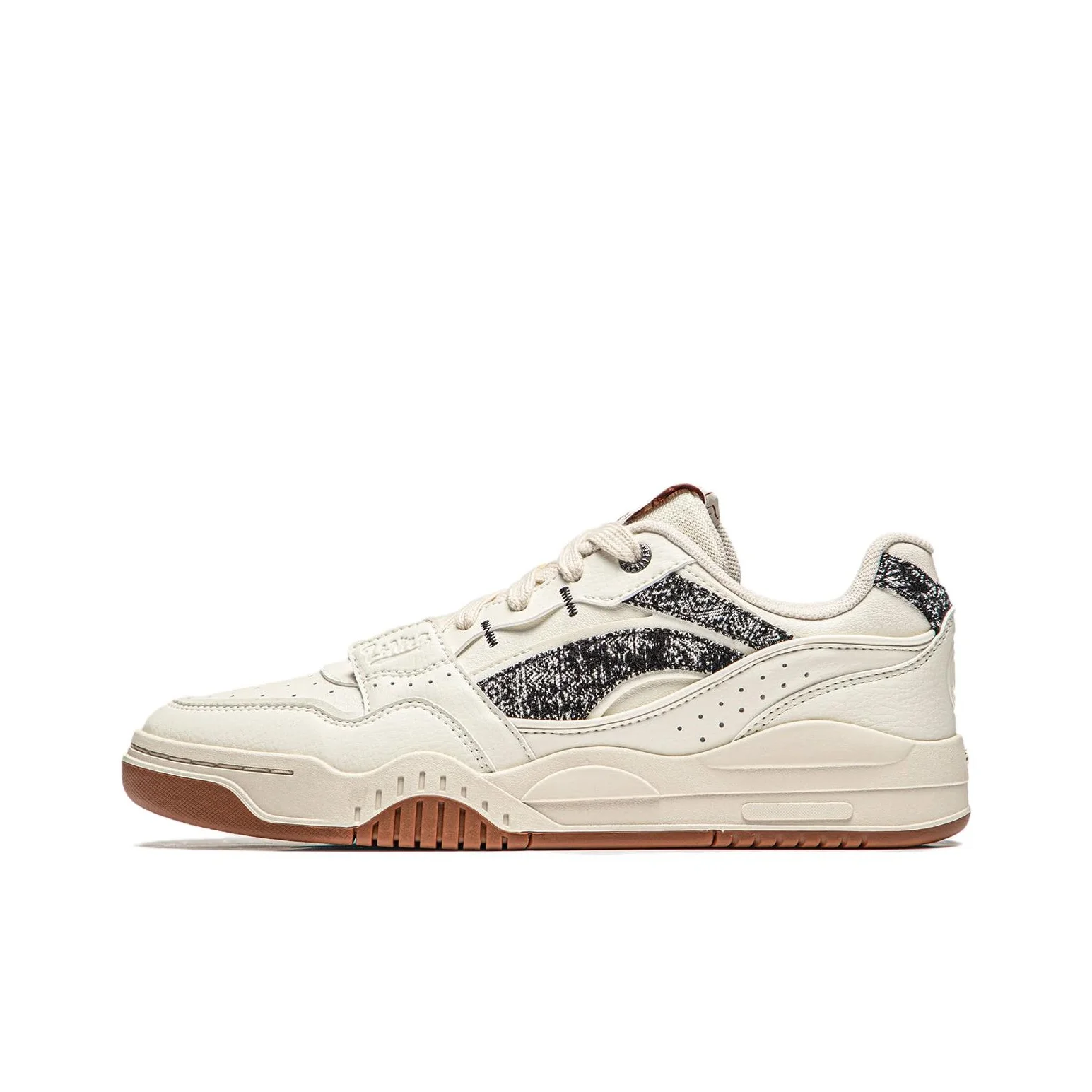Li Ning Synthetic Leather Low top Skateboard Shoes Men's Ecru AGCS251-36