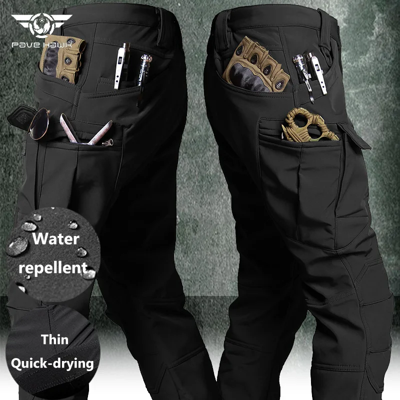 Men's Summer Cargo Pants Thin Quick-drying Elastic Loose Tactical Trousers Outdoor Splash Resistant Multi-pocket Work Pants Male