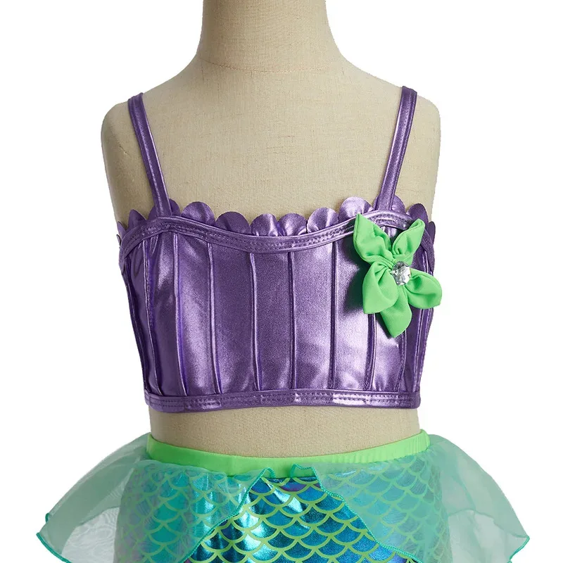 Summer Beach Party Fun Swimsuit Bikini Girl Cosplay Princess 3 Pieces Top Underpants and Tail Dress + Accessories