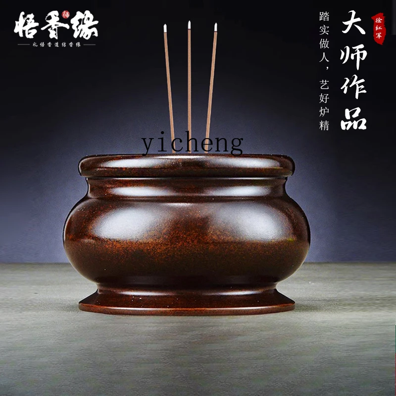 Zz copper incense burner household indoor retro style Buddha utensils online incense burner sandalwood