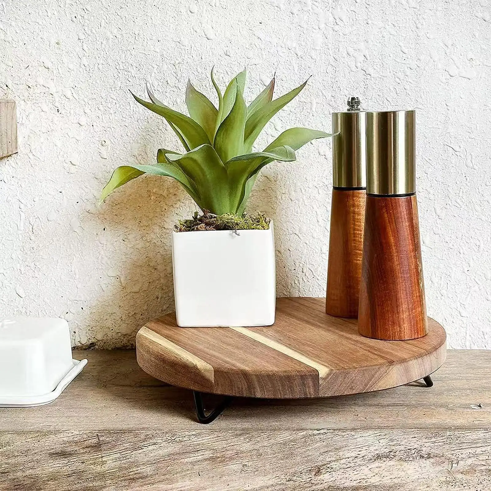Wood Pedestal Stand Display Stand Soap Dish Holder Wood Tray Wooden Riser Round Pedestal Riser for Farmhouse Bathroom Decor