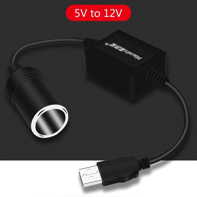 5V USB Male to 12V Car Cigarette Socket Female Step Up Converter Cable USB Port Converter