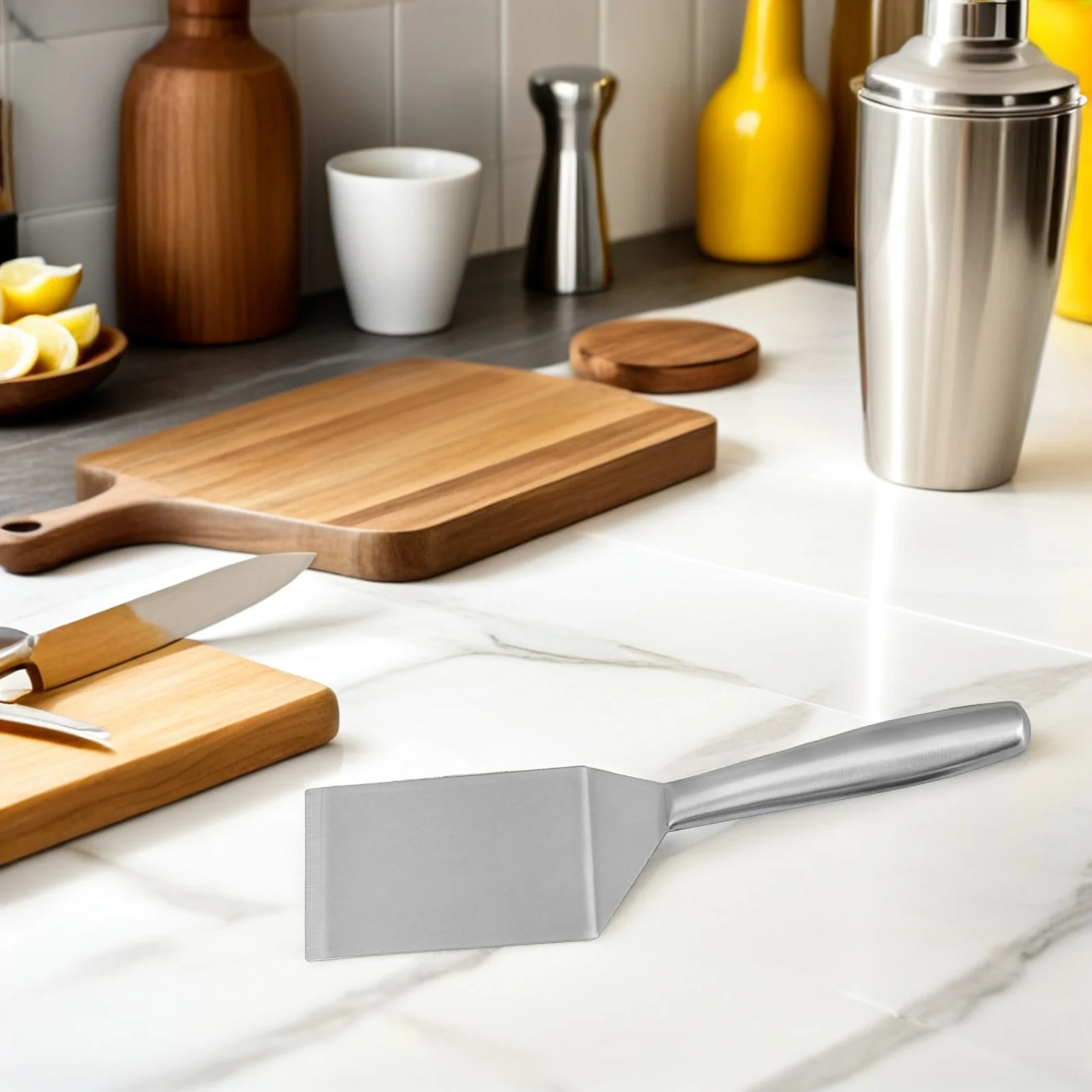 Immagine 7: Spatola per bistecche in acciaio inossidabile Testa curva Design cavo Filtro olio Friggere Strumento di cottura Gadget da cucina resistente al calore