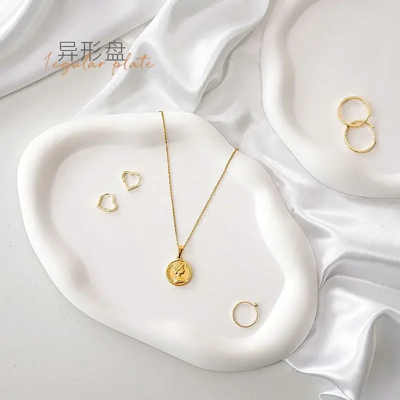 Gypsum Jewelry Display Tray Jewelry Holder Organizer Storage Irregular Disk Plate Ring Bracelet Necklace Jewelry Decoration
