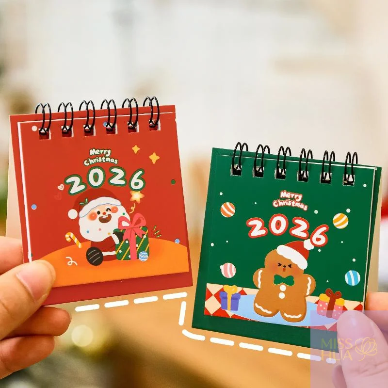 ของขวัญคริสต์มาสสุดน่ารัก: ปฏิทินตั้งโต๊ะการ์ตูนมินิ 2026; ใช้งานได้จริงแต่ยังตกแต่งโต๊ะทำงานได้ดี