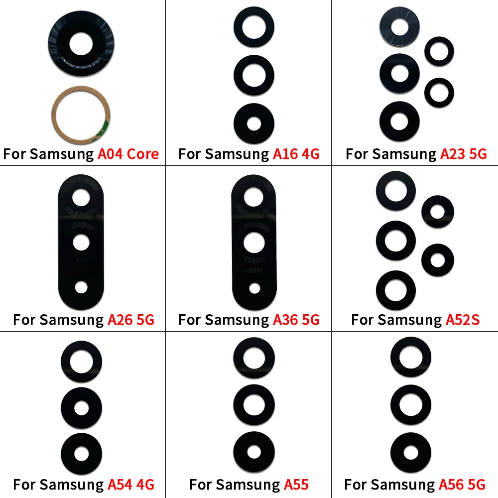 1set Back Camera Glass For Samsung A04 Core A16 4G A23 A36 A52S A54 A55 A56 5G Rear camera Lens Cover With Sticker Adhesive