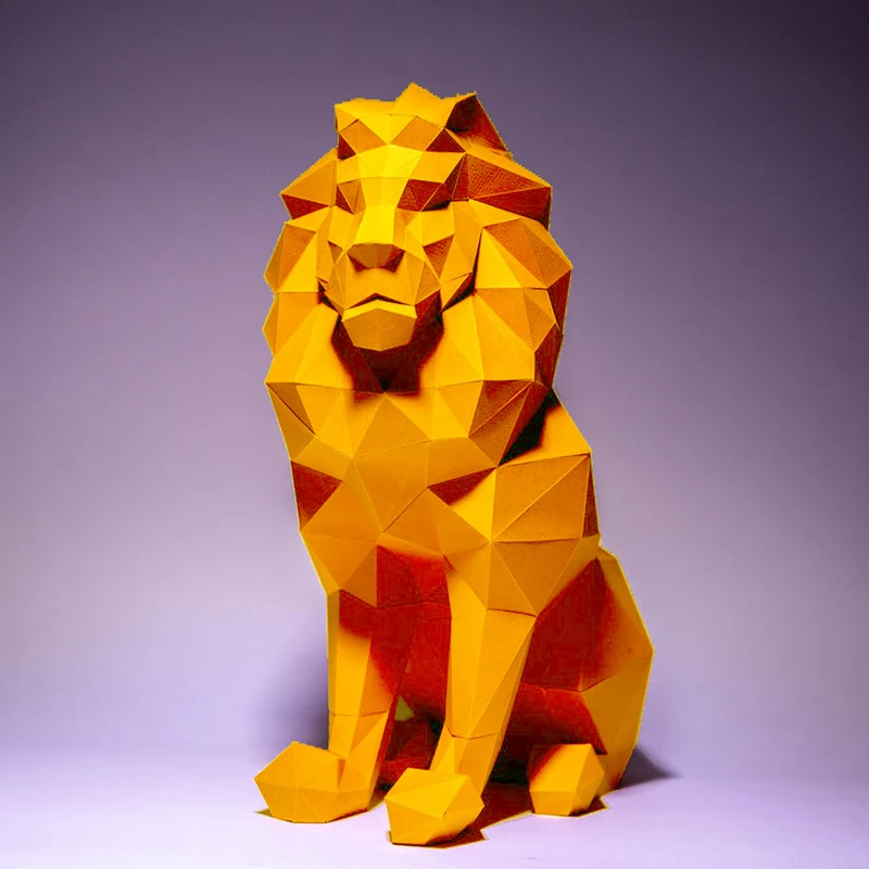 

45cm Sitting Lion Paper Model Handmade 3D Origami Papercraft Home Decoration DIY Creative Toys Corridor Ornament Sculpture Props