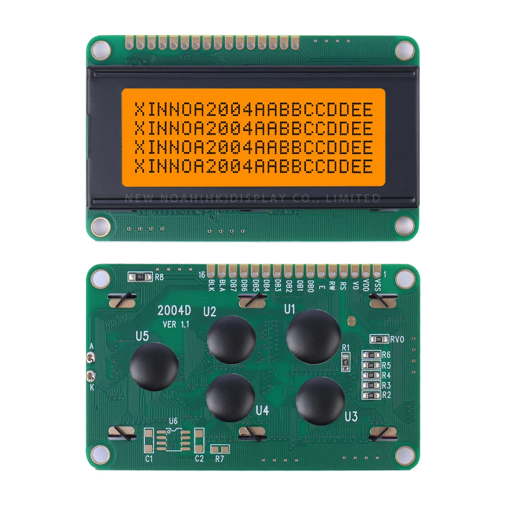 Orange Light Black Letters 2004D LCM Display Module Dot Matrix Screen 4X20 16PIN Interface Module 77*47MM ST7066U LCD Screen