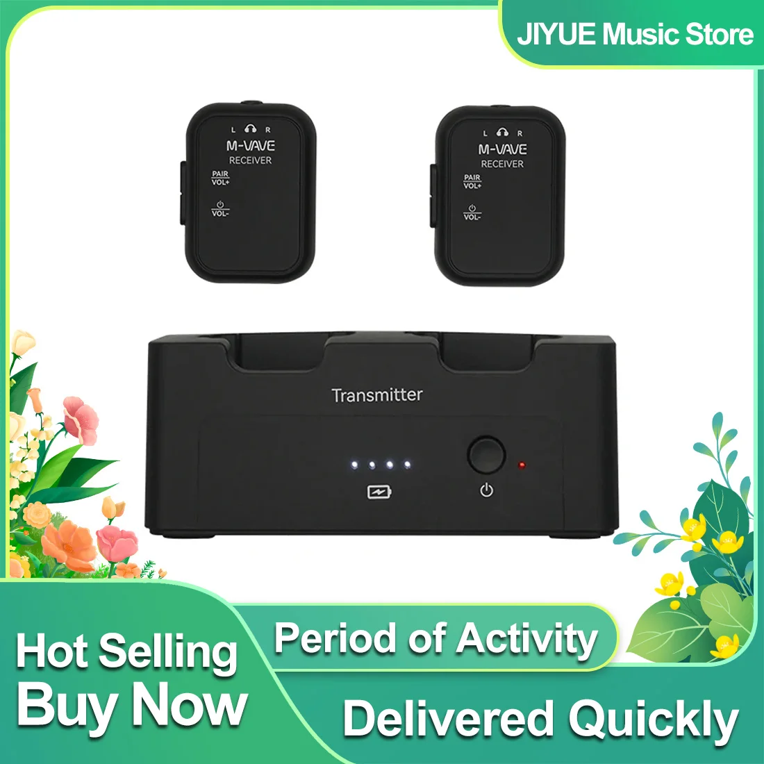 M-VAVE WP-12 نظام لاسلكي جهاز ريسيفر استقبال وإرسال 2.4 جيجا هرتز الكمون المنخفض في الوقت الحقيقي اتجاهين الاستماع الأذن العودة الغيتار الملحقات