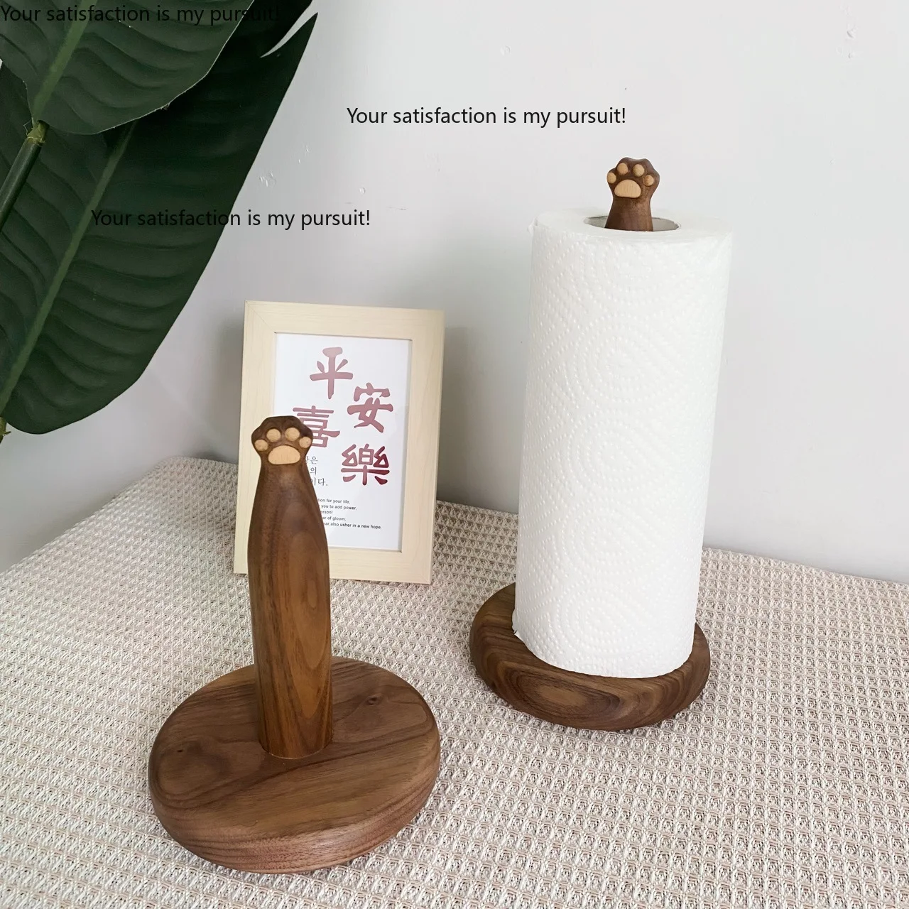 Cute Cat Paw Tissue Holder, Punch-free Roll Paper Dispenser, Light Luxury Tissue Box for Bathroom Living Room Desktop