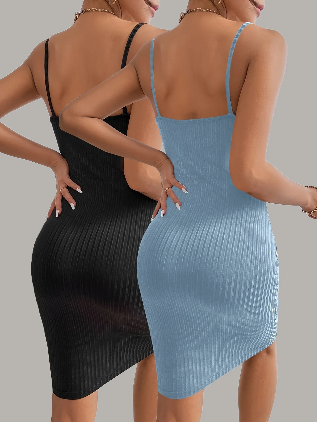 Elegante Orientación Nuevo vestido elegante sin mangas con tirantes de color sólido para mujer