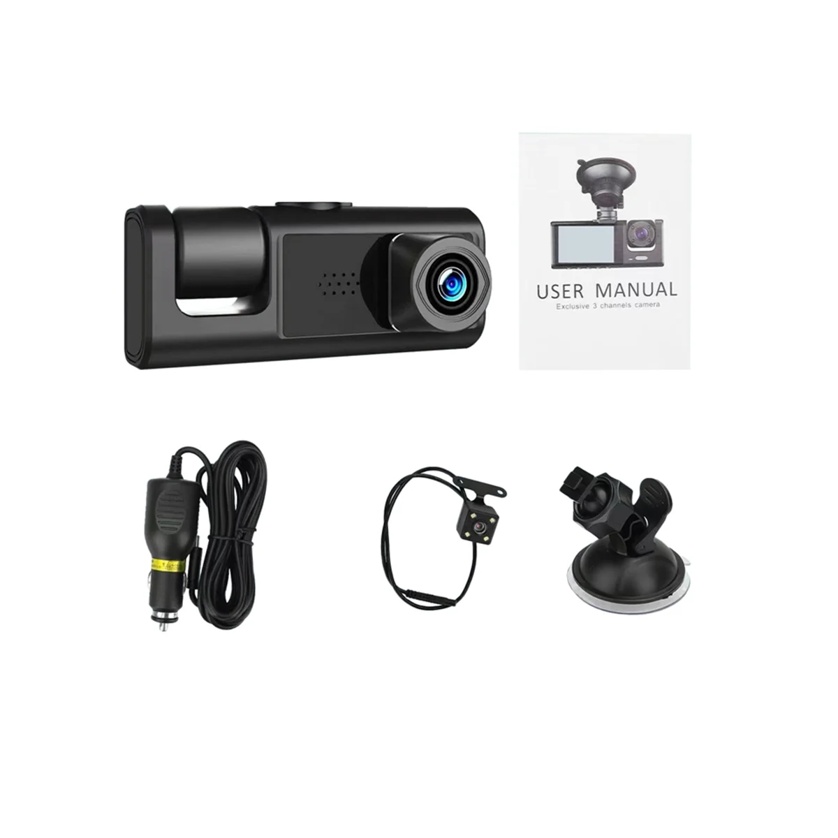 

Car DVR 3 Camera Lens HD 1080P Dash Camera Dual Lens Dashcam Video Recorder Black Box 24H Parking Monitoring