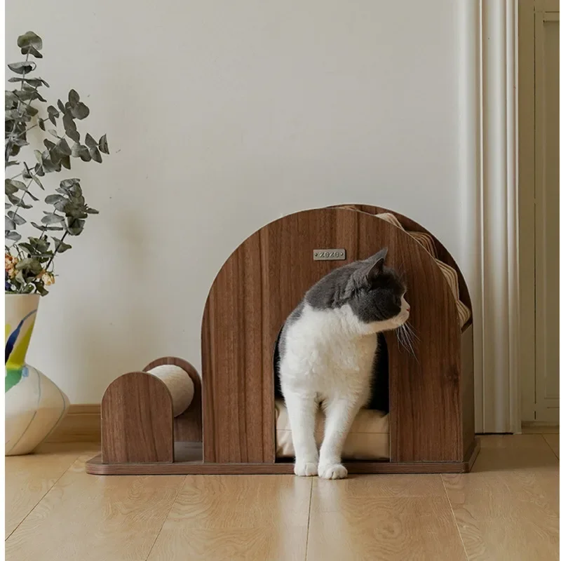 Modern Minimalist Cat House Multifunctional Pet Furniture Claw Grinding Toys Fully Enclosed Kitten Bed All-Season Universal