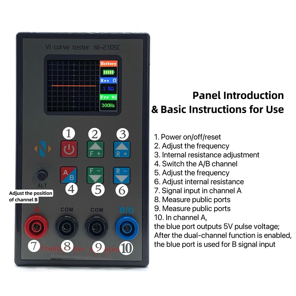 4V Dual-Channel Analyzer Color Screen VI Curve Tester VI Curve Tester Adjustable Internal Resistance Advanced Testing Capability