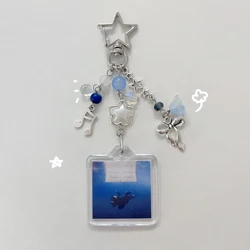 Handmade HIT ME HARD AND SOFT Beaded Keychain Blue Y2k Gift Charm