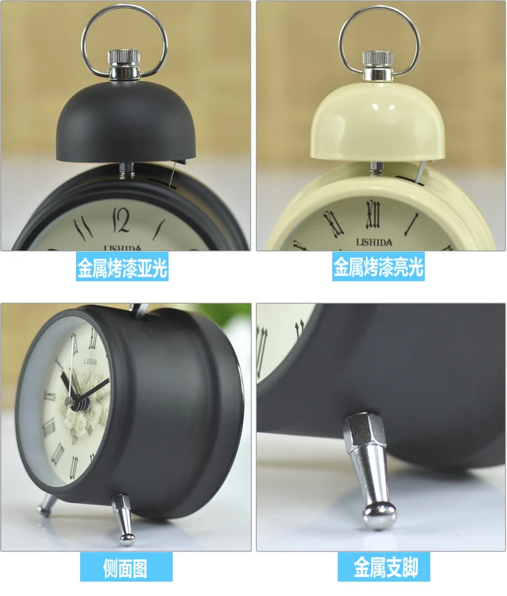 The product can be customized.European retro silent alarm clock, American fashion, rural, Korean creative alarm clock