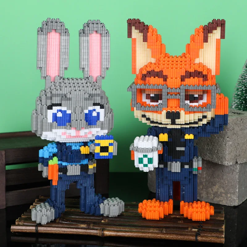 Disney Mini Blocks Zootopia Cartoon Figure Toy Rabbit Judy Fox Nick Model Anime Building Blocks for Children Christmas Gifts