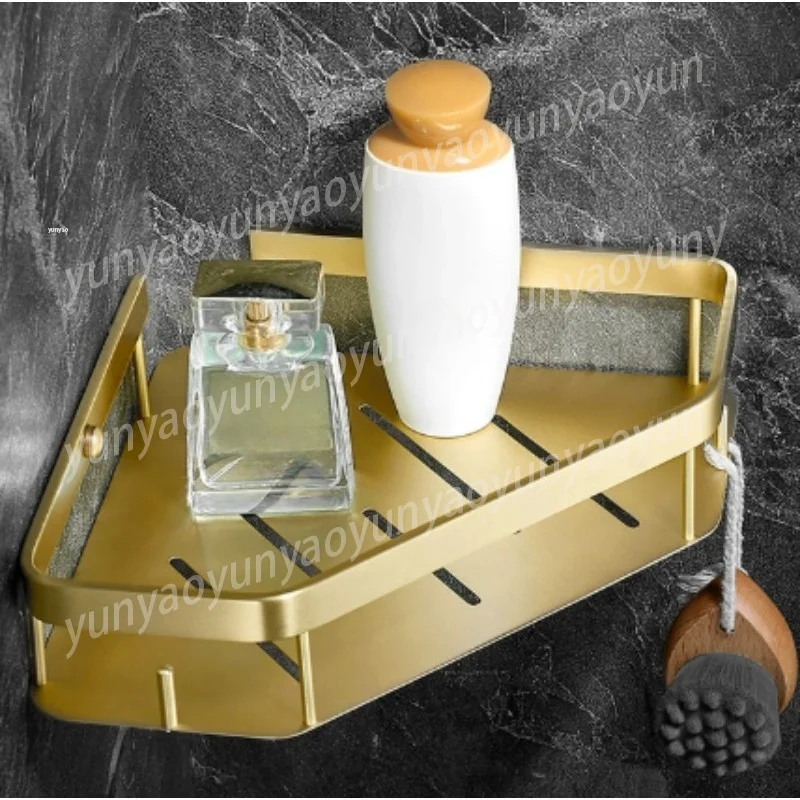 Bathroom Shower Room Shelf Bathroom All Copper Solid Tripod No Punching Corner Rack Bathroom Shelf Basket
