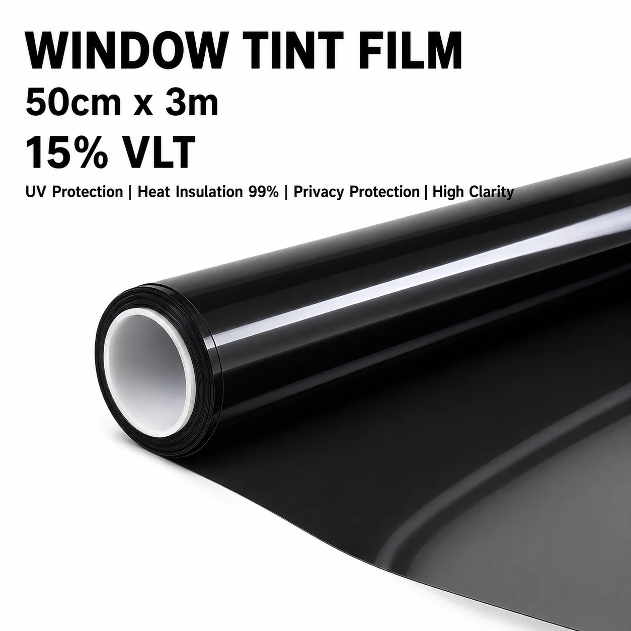 

Auto Glass Solar Tint Roll 50cmX300cm 15% VLT Night Smoke Heat Insulation UV Block Privacy Van SUV Scratch Glare Rear Side Sedan
