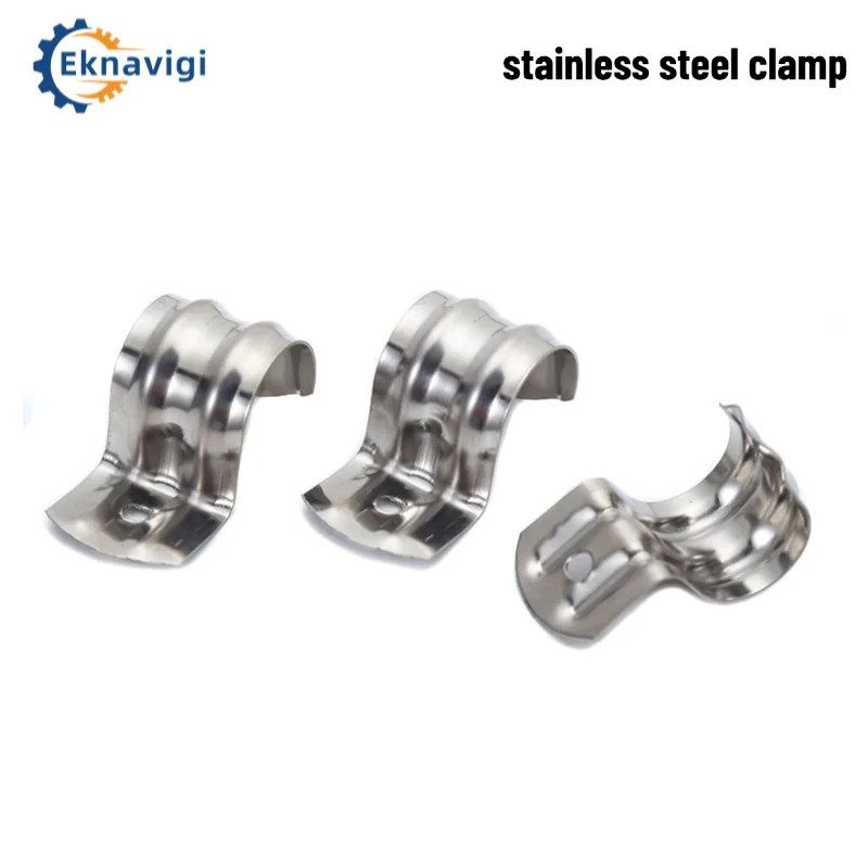 50PCS Single-sided Ride Horse Card Thickened Stainless Steel Pipe Clip, Half-sided Code P Clip Pipe Clamp 16/20/25/32
