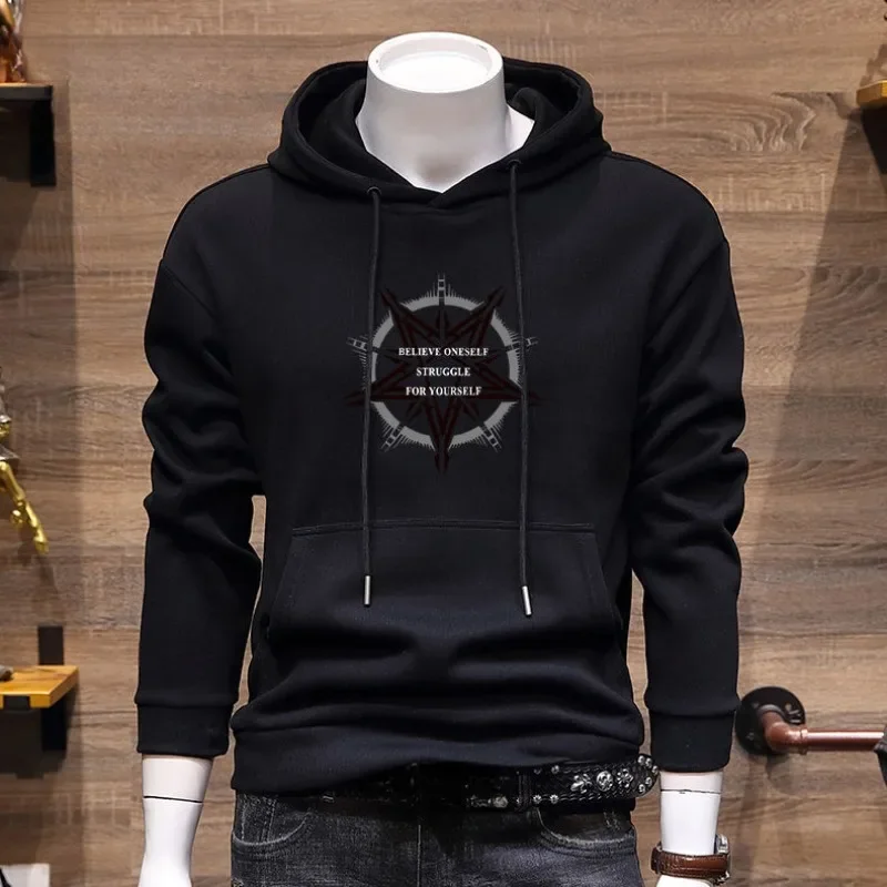 

Men's Clothing Hooded Black Graphic Sweatshirts for Man New Rock Hoodies Novelty and No Brand Warm Welcome Deal Cotton Winter In