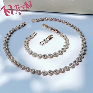مجموعة مجوهرات نسائية أصلية عالية الجودة ، مجوهرات مستديرة من سلسلة Angelic ، مناسبة لهدايا العطلات ، ملابس الحفلات أفضل 10 ملاك ذهبي فاخر مبيعا - رقم 8