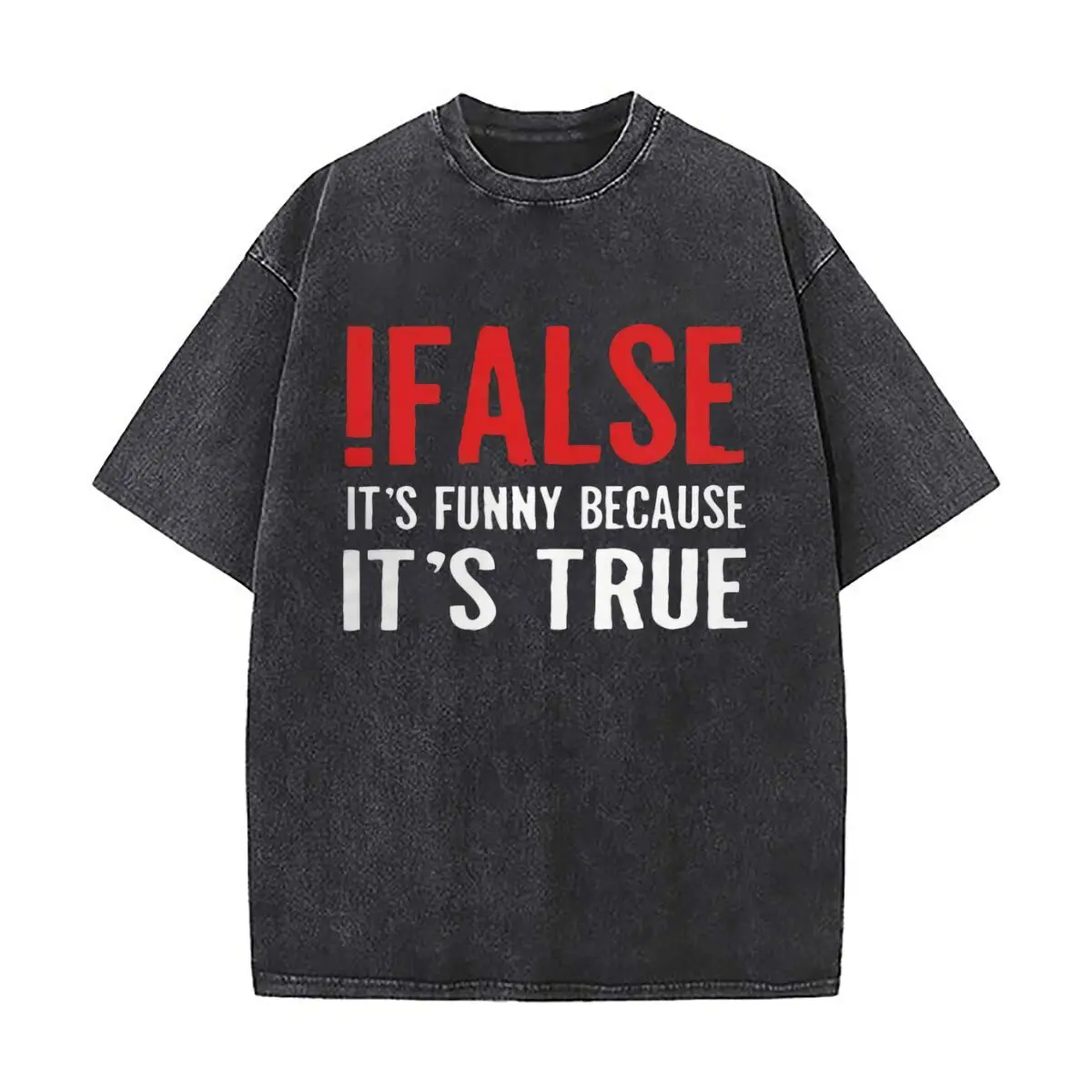 False Its Funny Because Its True Humor Quote Art Casual Washed Distressed T Shirt Vintage Minimal Short Sleeve Top