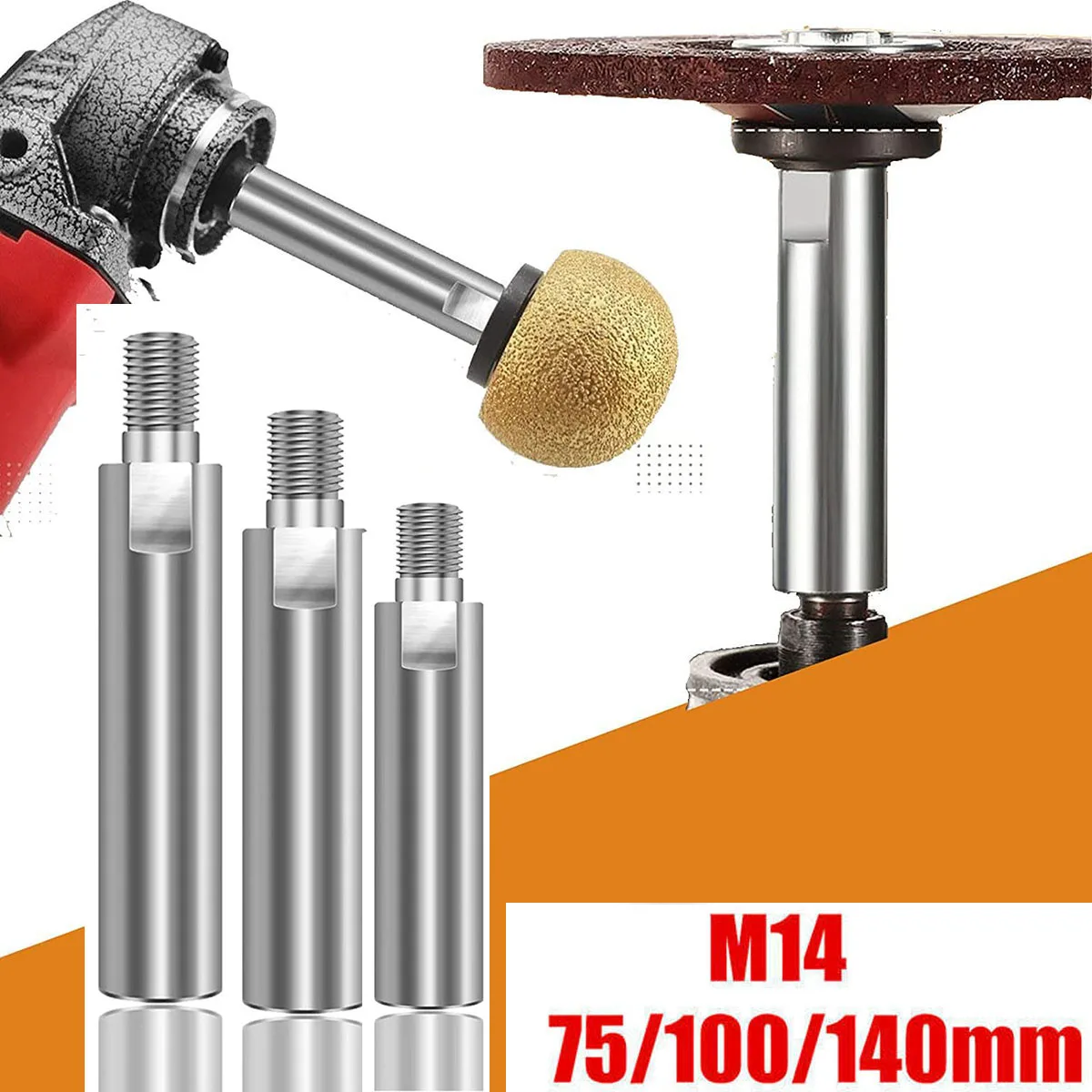 

75/100/140mm M14 Thread Angle Grinder Extension Rod Adapter Rod Polishing Pad Grinding Connection Rod Polisher Accessories