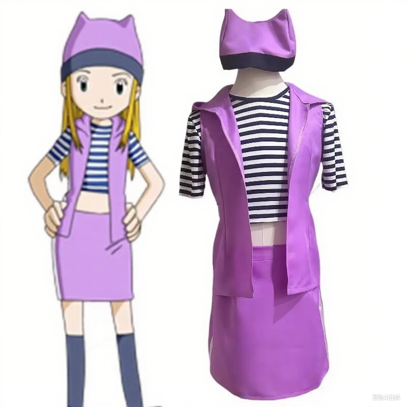 

Digimon Adventure Orimoto Izumi Cosplay Costume with hat for Halloween Christmas for Men Women party costume