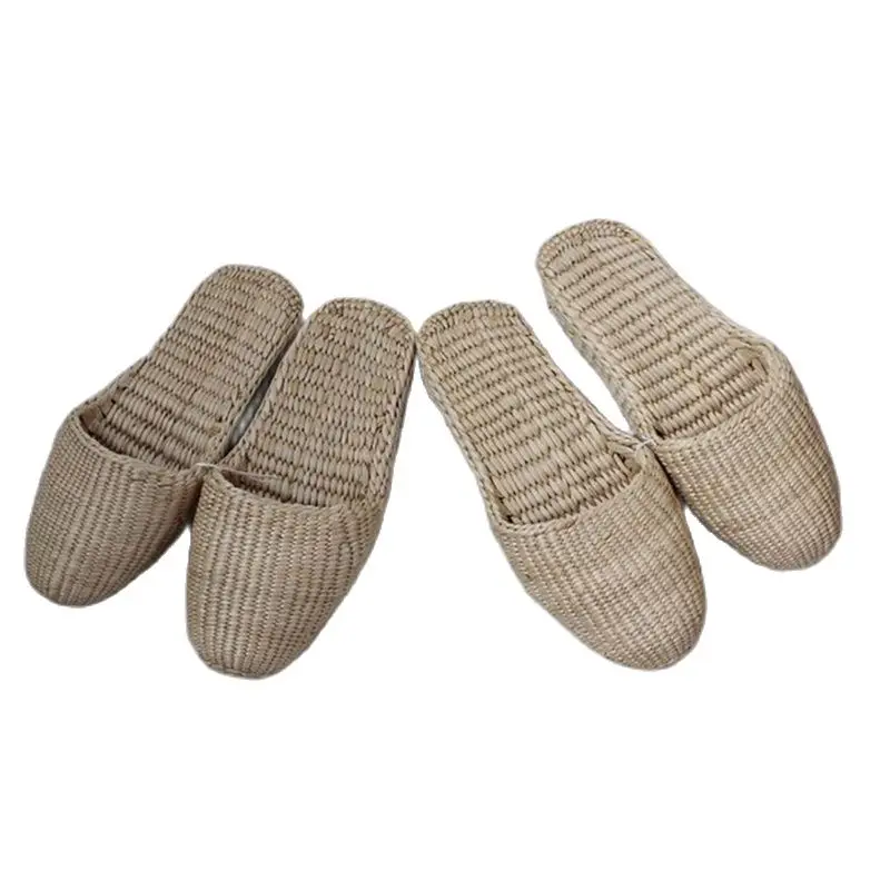 2023 new ladies handmade straw slippers beach hemp rope sandals couple cosplay men and women home comfortable soft stage shoes