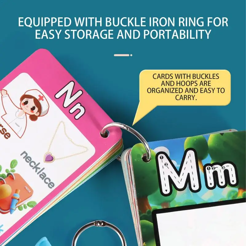 Abc Flash Cards 30PCS Educational Early Learning Flash Cards With Pens And Hoops Portable Learning Toy Flash Card Toy Aged 3
