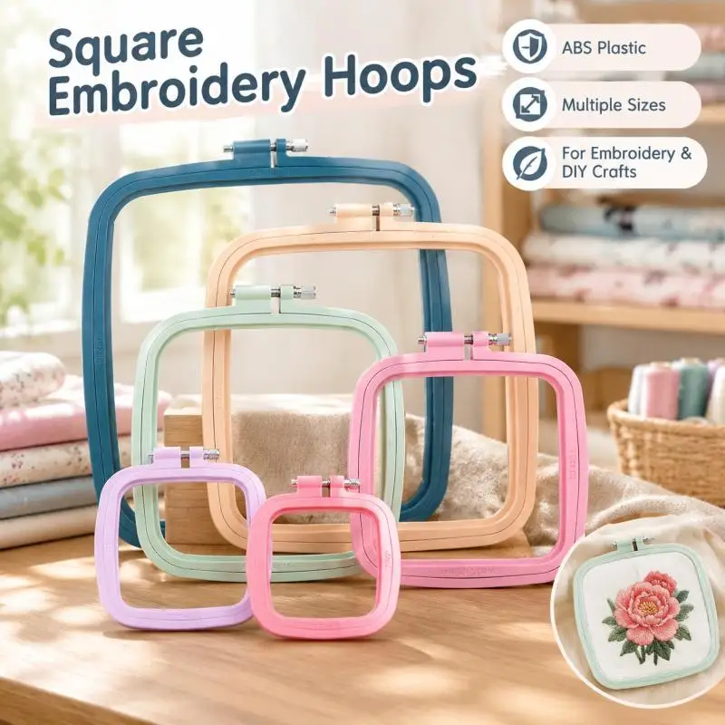 Plastic DIY Embroidery Hoops Square Shape Cross Stitch Hoops Frame Ring Household Craft Embroidery Set Sewing Accessories 5 Size