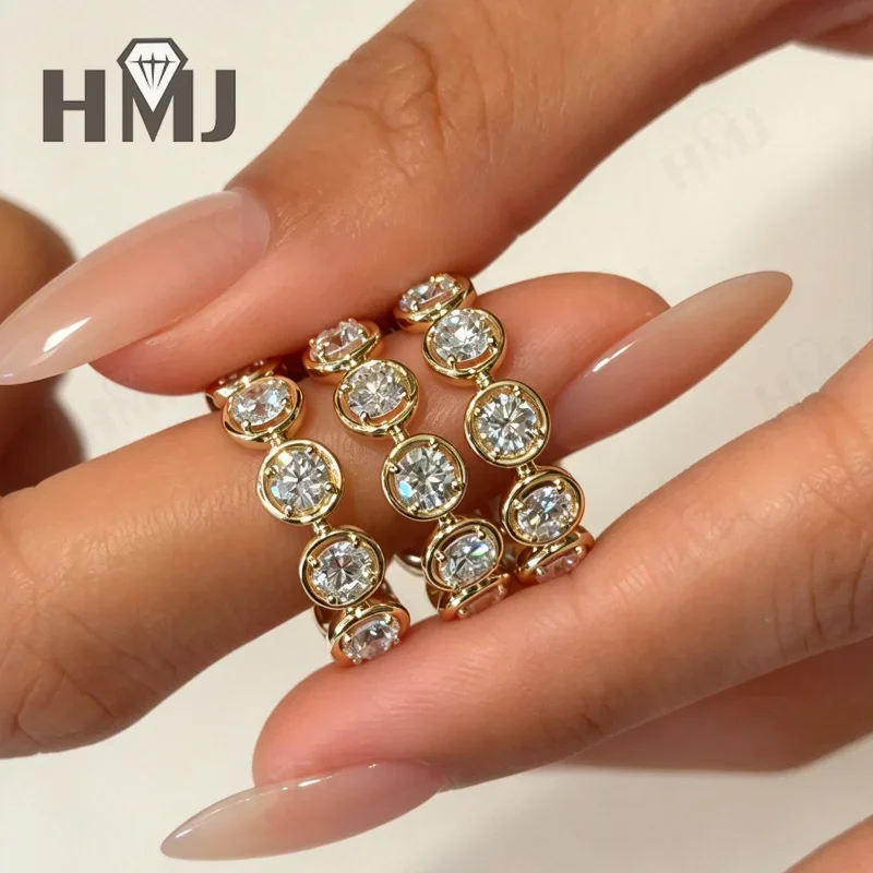 14K Goldringe mit Laborgezüchteten Diamanten DEF VS Rundschliff für Hochzeit, Verlobung, Damen, Versprechen, Feiner Schmuck, Charms, Täglicher Gebrauch – Detail 5