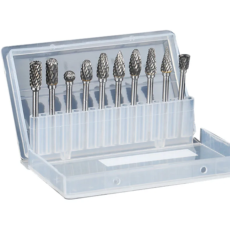

10pc 3mm Shank Rotary File Set 6mm Coarse Teeth Mini Rotary Files for Metal File Burr Grinding Milling Cutter Wood Carving Tools