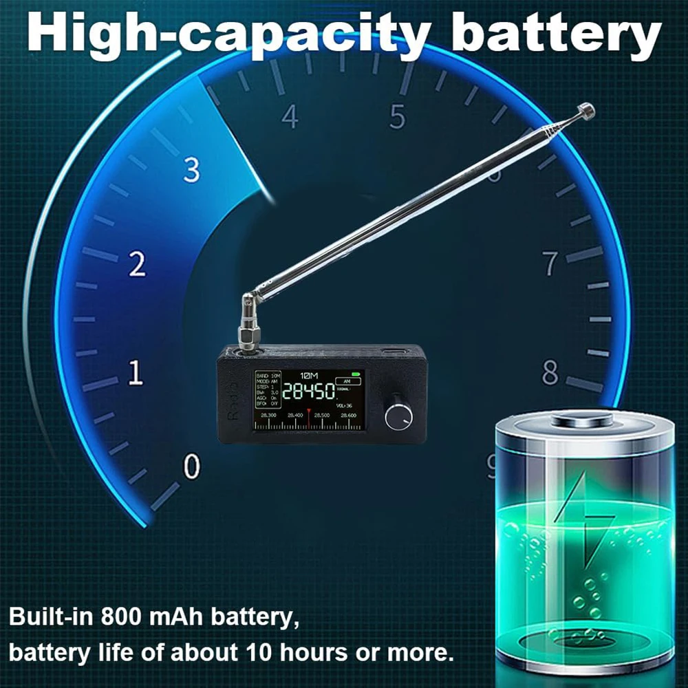 1.9inch IPS Screen LSB USB AM FM FM/AM Radio with Antenna 0.5-108mhz SI4732 Mini Pocket Radio HF SW MW VHF Radio