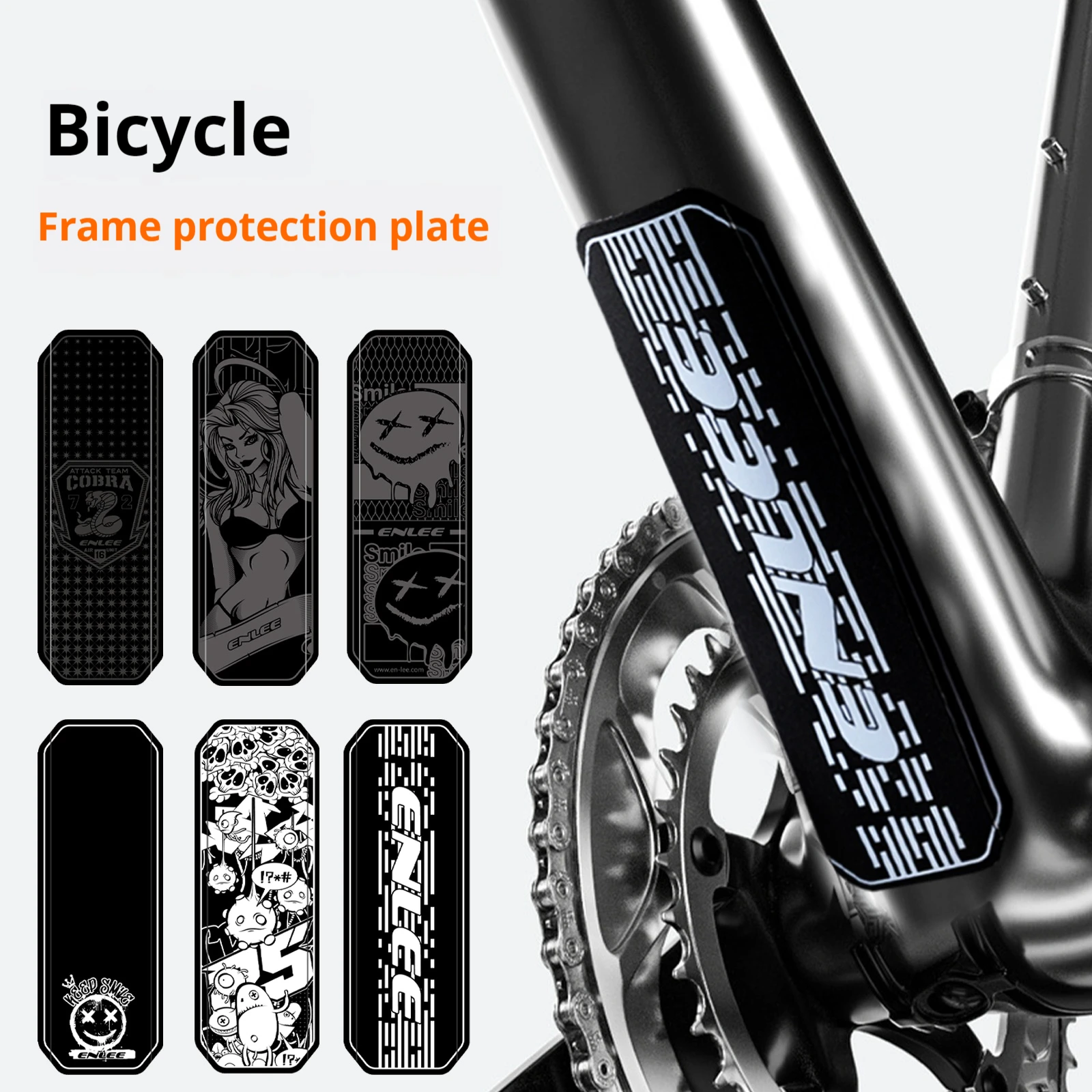 

ENLEE Bicycle Anti-Scratch Sticker Cartoon PP Bicycle Frame Lower Pole Protection Plate Bottom Protection Sticker