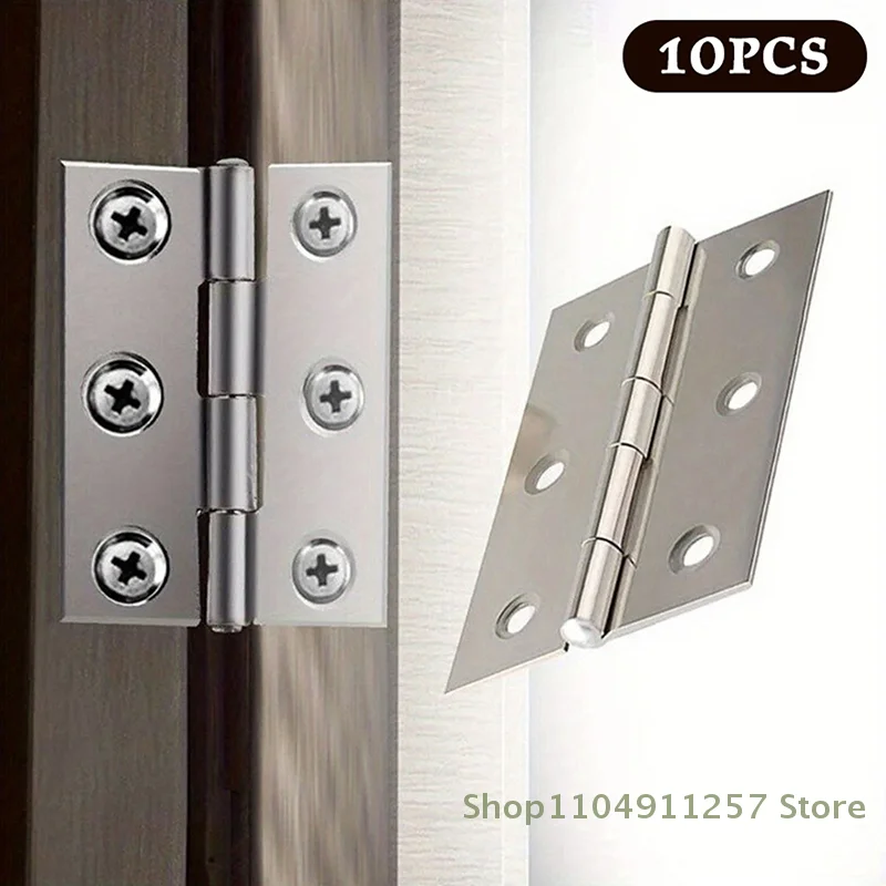 

10pcs Stainless Steel Door Hinges Cabinet Doors Windows Wooden Box Flat Hinge Home Furniture Hardware Accessories